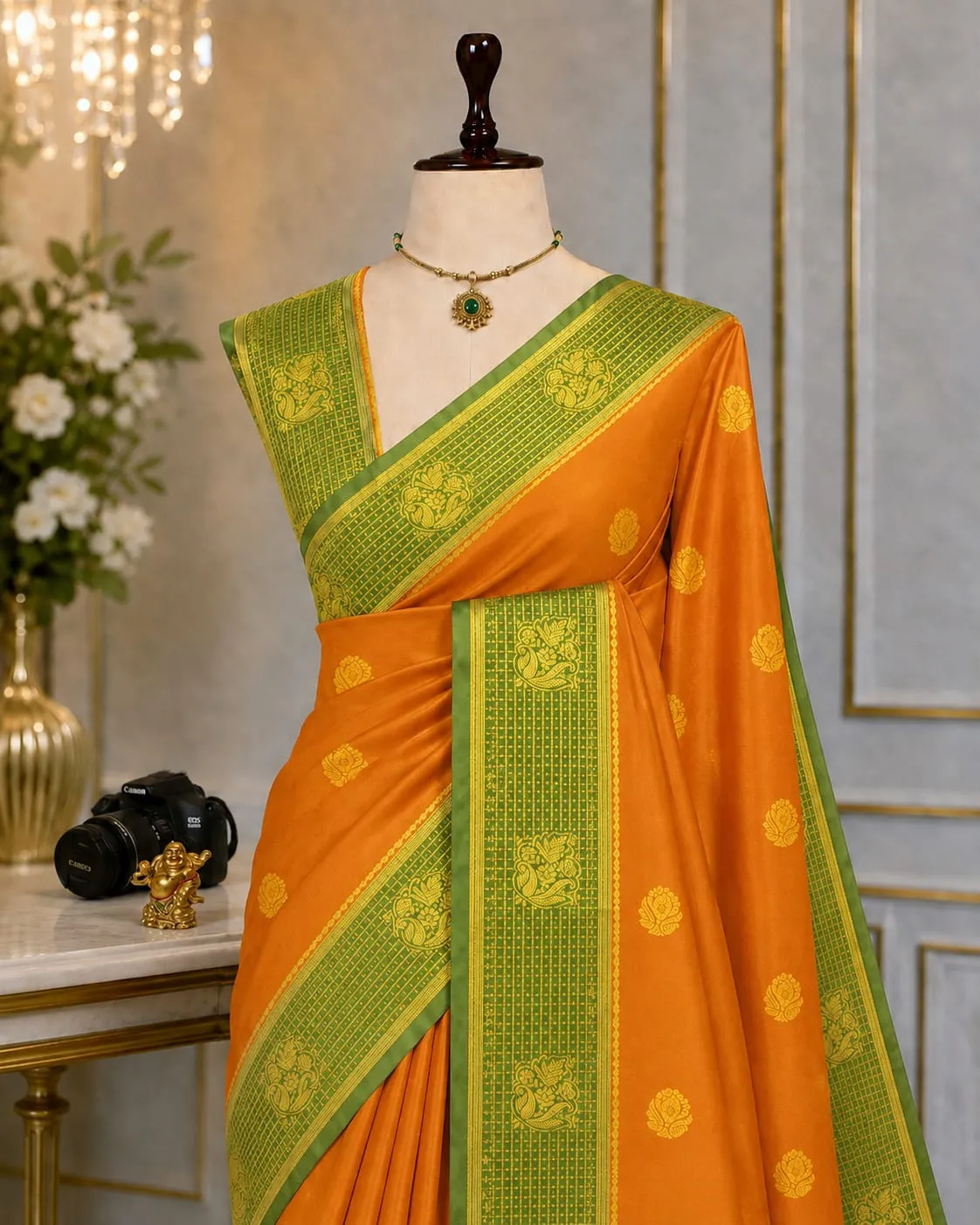 Fusion Korvai Zari Butta Semi Silk Saree